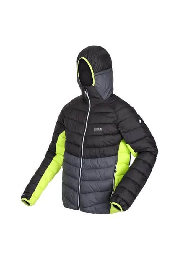 Kurtka uniwersalna męska Regatta Wanderjacke Harrock. Typ kołnierza: kaptur. Kolor: wielokolorowy, czarny, szary. Materiał: syntetyk