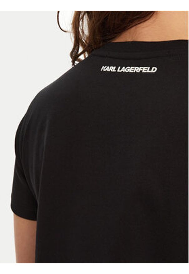 Karl Lagerfeld - KARL LAGERFELD T-Shirt A1W17124 Czarny Regular Fit. Typ kołnierza: dekolt w karo. Kolor: czarny. Materiał: bawełna