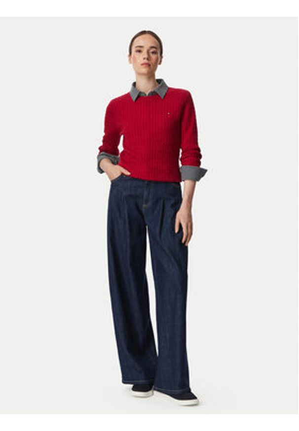 TOMMY HILFIGER - Tommy Hilfiger Sweter WW0WW44993 Czerwony Regular Fit. Kolor: czerwony. Materiał: bawełna