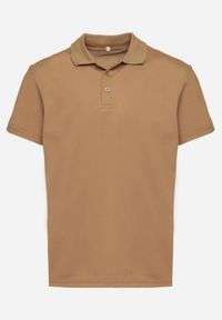 Born2be - Ciemnobeżowa Koszulka Polo z Krótkim Rękawem Wakeish. Typ kołnierza: polo. Kolor: beżowy. Materiał: tkanina. Długość rękawa: krótki rękaw. Długość: krótkie #4