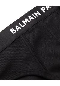 Balmain - BALMAIN - Czarne slipy z logo. Kolor: czarny. Materiał: guma, bawełna, prążkowany. Wzór: aplikacja