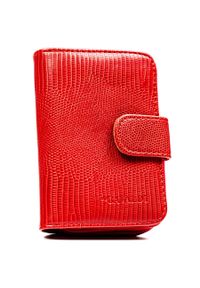 4U CAVALDI - Czerwony portfel damski ze skóry ekologicznej z tłoczonym wzorem skóry krokodyla 4U Cavaldi A-030B-BL. Kolor: czerwony. Materiał: skóra ekologiczna #1