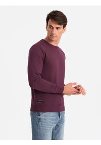 Ombre Clothing - Męska nierozpinana bluza dresowa BASIC – bordowa V3. Okazja: na co dzień. Kolor: czerwony. Materiał: dresówka. Wzór: gładki. Styl: klasyczny, casual