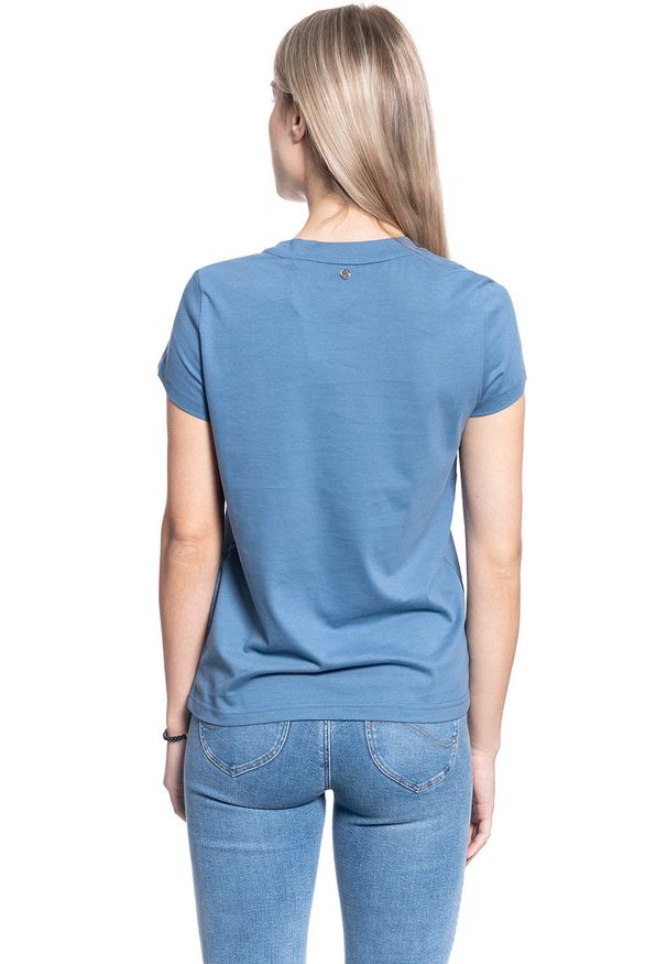 Mustang - DAMSKI T-SHIRT MUSTANG ALINA C PRINT COPEN BLUE 1010750 5168. Wzór: nadruk