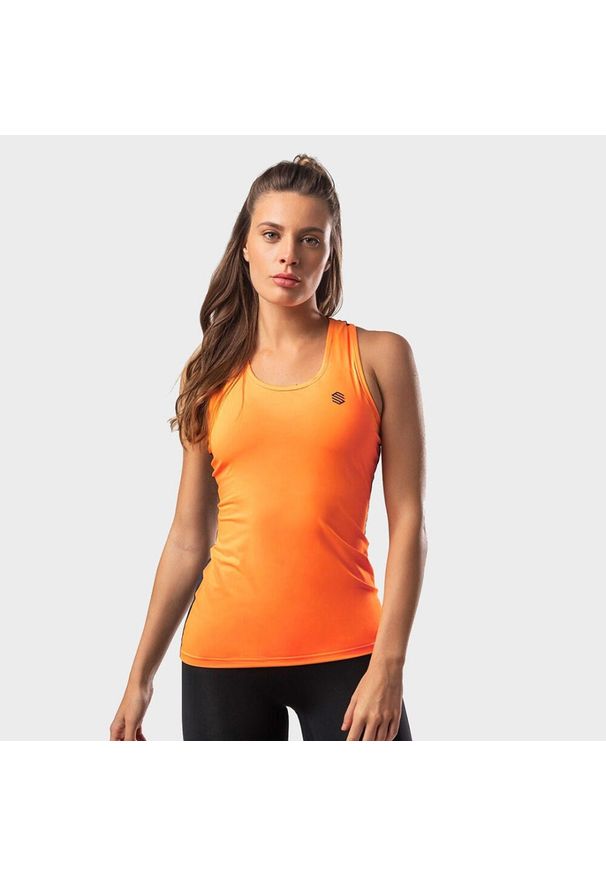 Kobieta Fitness Damska koszulka tank top Volcano SIROKO Mandarynka. Kolor: wielokolorowy, pomarańczowy, czarny. Sport: fitness