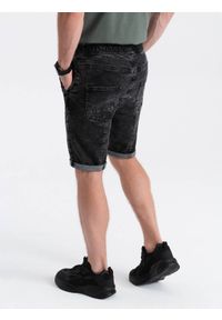 Ombre Clothing - Krótkie spodenki męskie jeansowe - czarne V2. Kolor: czarny. Materiał: jeans. Długość: krótkie #5