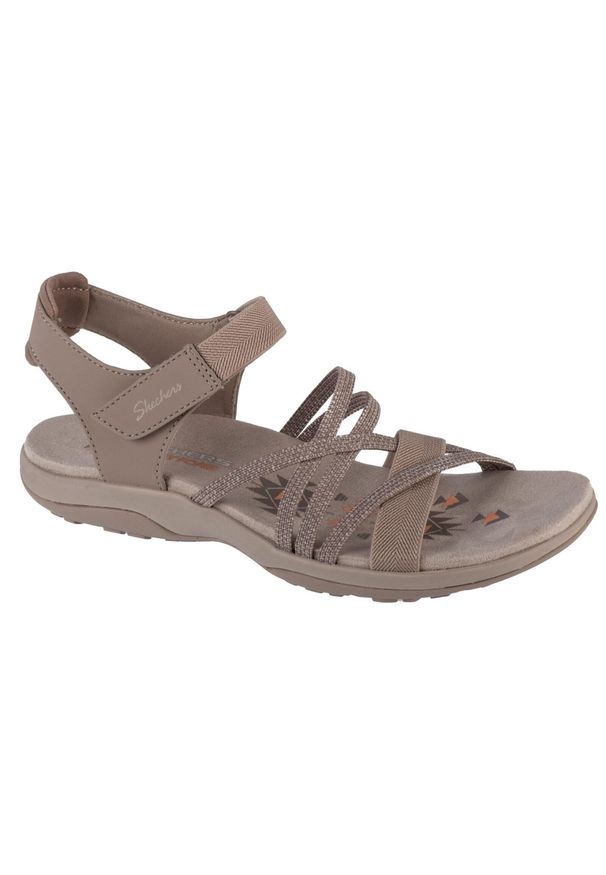 skechers - Sandały damskie, Reggae Slim - Meadow Grazer. Kolor: beżowy, szary, różowy, wielokolorowy. Sport: turystyka piesza