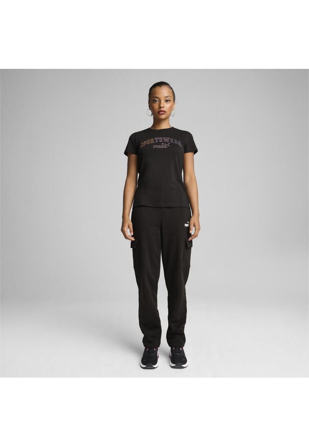Puma - Damska koszulka ESS+ LOGO LAB PUMA Black. Kolor: czarny. Materiał: guma
