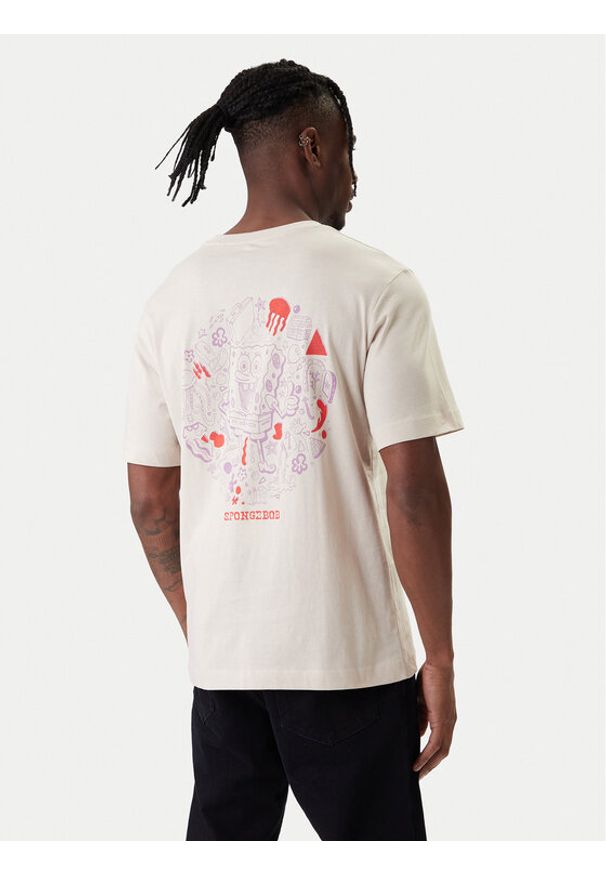 Jack & Jones T-Shirt Spongebob 12286631 Beżowy Relaxed Fit. Kolor: beżowy. Materiał: bawełna