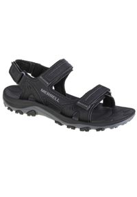 Sandały męskie, Merrell Huntington Sport Convert Sandal. Kolor: czarny. Materiał: guma, syntetyk, skóra, materiał. Sport: turystyka piesza