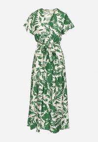 Born2be - Zielona Sukienka z Wiskozy o Kopertowym Kroju z Wiązanym Paskiem Perriana. Okazja: na co dzień. Typ kołnierza: dekolt w kształcie V. Kolor: zielony. Materiał: wiskoza. Długość rękawa: krótki rękaw. Sezon: wiosna, lato. Typ sukienki: kopertowe. Styl: casual, elegancki #6