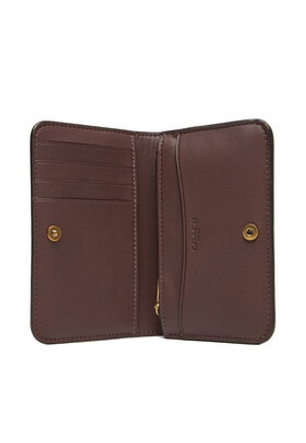Coach Portfel damski CR990 B4MPL Brązowy. Kolor: brązowy. Materiał: skóra