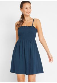 bonprix - Sukienka dżersejowa z czystej bawełny organicznej. Kolor: niebieski. Materiał: jersey, bawełna. Długość rękawa: na ramiączkach #1