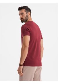 Ombre Clothing - Klasyczny T-shirt męski bawełniany BASIC - bordowy V16 OM-TSBS-0236 - XXL. Okazja: na co dzień. Kolor: czerwony. Materiał: bawełna. Styl: klasyczny #9
