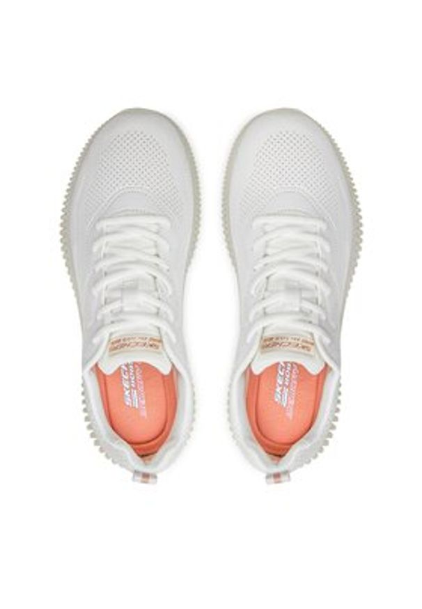 skechers - Skechers Sneakersy Bobs Geo-How Marvelous 117422/OFWT Biały. Kolor: biały. Materiał: skóra