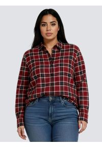 Big-Star - Koszula damska w kratę czerwona Petrini 604. Okazja: na co dzień. Typ kołnierza: kołnierzyk klasyczny. Kolor: czerwony. Materiał: tkanina, bawełna, materiał, wiskoza. Wzór: kolorowy. Styl: casual, elegancki, klasyczny #4