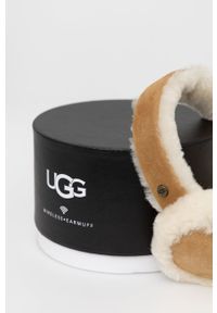 Ugg - UGG Nauszniki z funkcją słuchawek kolor brązowy z grubej dzianiny wełniana. Kolor: brązowy. Materiał: dzianina, wełna