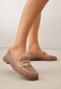 Born2be - Ciemnobeżowe Mokasyny VICES z Siateczki i Plecionki Asteorea. Okazja: na co dzień, na randkę. Kolor: beżowy. Styl: casual, elegancki #8