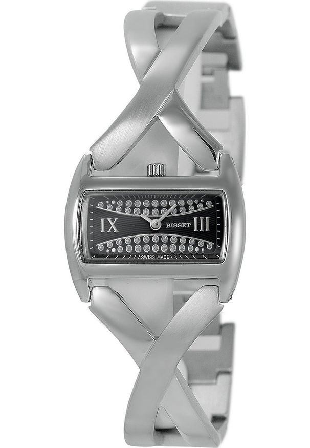 Zegarek Bisset Zegarek damski Bisset BSBD07SRBX03BX CYRKONIE srebrny. Kolor: srebrny