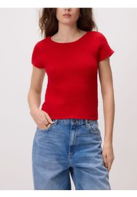 Reserved - Dzianinowa bluzka - czerwony. Kolor: czerwony. Materiał: dzianina. Styl: klasyczny #1