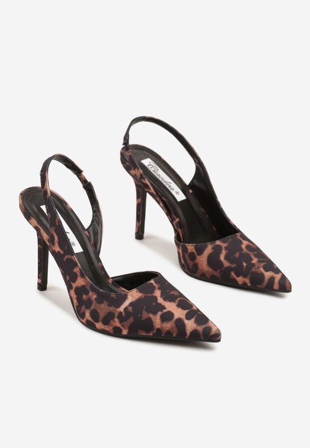 Renee - Panterkowe Sandały na Szpilce Slingback ze Szpiczastym Noskiem Tenafaria. Okazja: na co dzień, na imprezę. Nosek buta: szpiczasty. Zapięcie: pasek. Obcas: na szpilce. Styl: elegancki, casual. Wysokość obcasa: średni