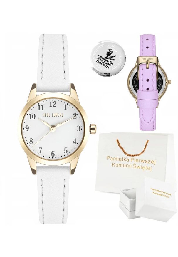 Zegarek dziecięcy Paul Lorens ALLIA - komunia + fioletowy pasek. Kolor: fioletowy