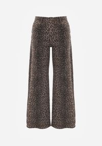 Born2be - Panterkowe Bawełniane Jeansy z Szerokimi Nogawkami i Wysokim Stanem Salithirae. Okazja: na co dzień. Stan: podwyższony. Styl: casual, klasyczny #8