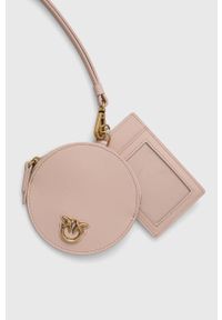 Pinko etui na karty skórzane kolor różowy. Kolor: różowy. Materiał: skóra #2