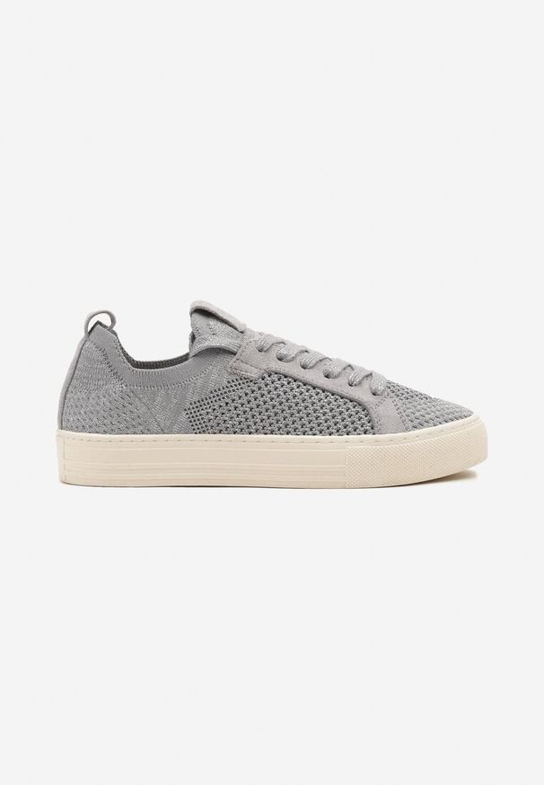 Born2be - Srebrne Sneakersy z Siateczkową Cholewką i Metaliczną Nicią Nimiovana. Okazja: na co dzień. Kolor: srebrny. Materiał: jeans. Szerokość cholewki: normalna. Sezon: lato