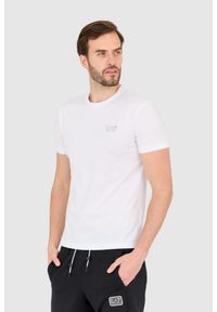 EA7 Emporio Armani - EA7 Biały t-shirt męski z małym szarym logo. Kolor: biały #4