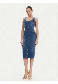 Fracomina Sukienka jeansowa FP25SD4001D46402 Niebieski Slim Fit. Kolor: niebieski. Materiał: bawełna