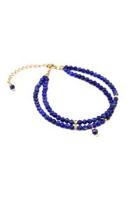 Brazi Druse Jewelry - Bransoletka Lapis Lazuli podwójna. Materiał: złote, srebrne. Kamień szlachetny: lapis lazuli