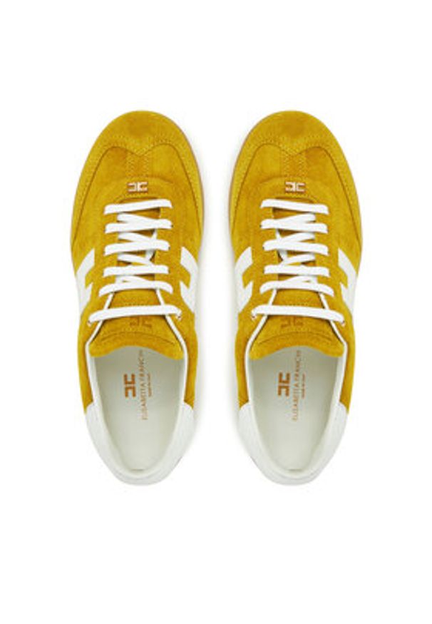 Elisabetta Franchi Sneakersy SA-51G-51E2-V400 Żółty. Kolor: żółty. Materiał: zamsz, skóra