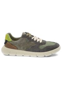 Zielone Sneakersy Jeep Modne Obuwie Męskie. Okazja: na co dzień. Kolor: zielony. Materiał: zamsz, materiał. Szerokość cholewki: normalna. Wzór: moro. Sport: bieganie #3