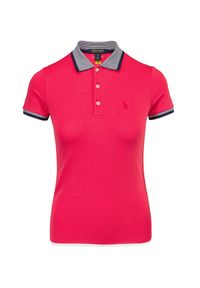Polo Golf Ralph Lauren - Koszulka polo POLO GOLF RALPH LAUREN SHRTTL PL M3. Typ kołnierza: golf, polo. Kolor: różowy. Materiał: tkanina, prążkowany. Wzór: haft, ze splotem