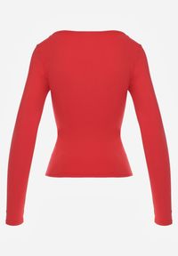 Born2be - Czerwona Elastyczna Bluzka z Kwadratowym Dekoltem z Wiskozą Doriore. Okazja: na co dzień. Typ kołnierza: dekolt kwadratowy. Kolor: czerwony. Materiał: wiskoza. Styl: casual, elegancki, klasyczny #7