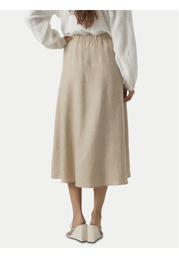 Vero Moda Spódnica midi Melaney 10304134 Beżowy Regular Fit. Kolor: beżowy. Materiał: syntetyk