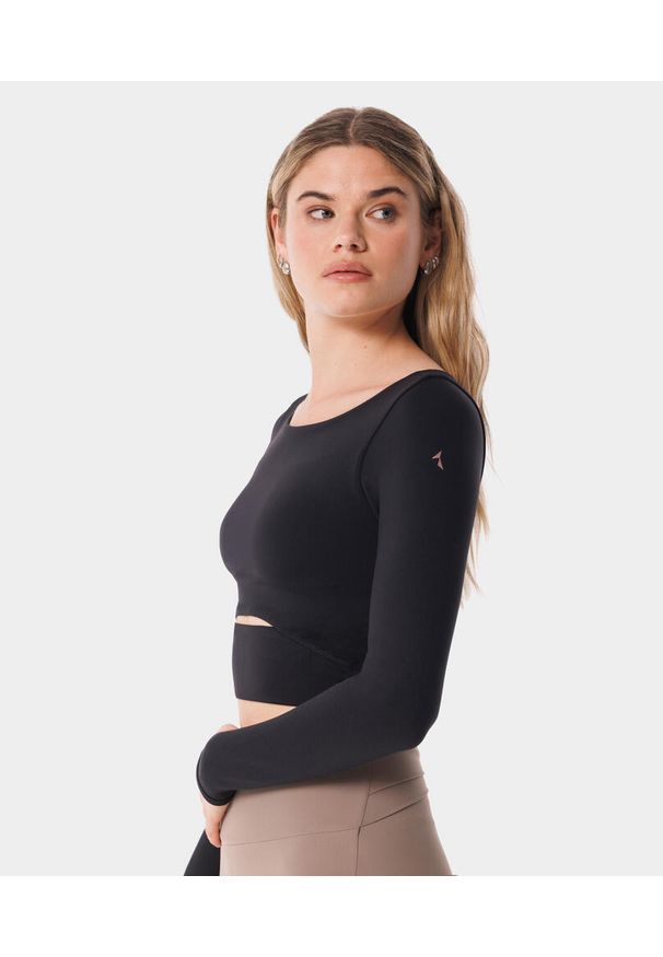 Longsleeve z wycięciem dla kobiet na fitness Carpatree Balletcore. Kolor: czarny. Długość rękawa: długi rękaw. Sport: fitness
