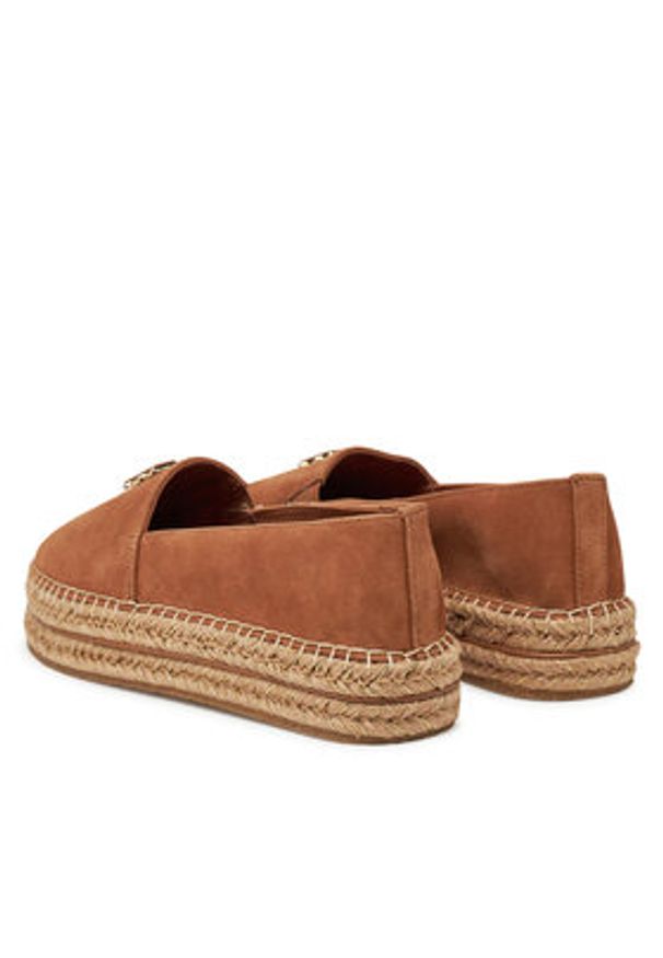 TOMMY HILFIGER - Tommy Hilfiger Espadryle Suede Platform Espadrille FW0FW08586 Brązowy. Kolor: brązowy. Materiał: skóra, zamsz. Obcas: na platformie