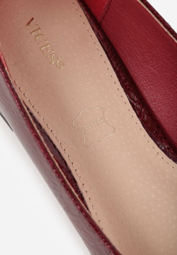 Renee - Bordowe Czółenka Lakierowane Vices z Wkładką ze Skóry Naturalnej Naliorelle. Okazja: na co dzień. Kolor: czerwony. Materiał: skóra, lakier. Styl: casual, elegancki
