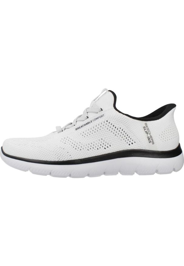 skechers - Kapcie SKECHERS SLIP-INS SUMMITS Biały. Kolor: biały. Materiał: tkanina. Model: Skechers Sport. Sport: turystyka piesza
