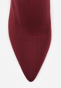 Renee - Bordowe Botki na Szpilce Vices z Elastyczną Cholewką Nallafia. Okazja: na co dzień. Kolor: czerwony. Szerokość cholewki: normalna. Obcas: na szpilce. Styl: casual, glamour, klasyczny #3