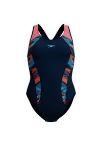 Strój pływacki jednoczęściowy damski Speedo Placement Laneback. Kolor: pomarańczowy, wielokolorowy, niebieski