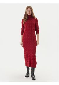 TOMMY HILFIGER - Tommy Hilfiger Sukienka dzianinowa WW0WW46429 Czerwony Slim Fit. Kolor: czerwony. Materiał: wełna #1