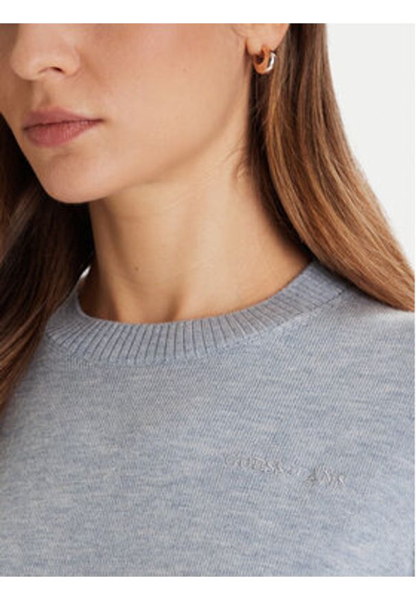 Guess Jeans Sweter W4BR83 Z3HO2 Błękitny Regular Fit. Kolor: niebieski. Materiał: syntetyk