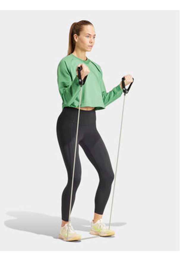 Adidas - adidas Bluza techniczna Power IT9198 Zielony Loose Fit. Kolor: zielony. Materiał: syntetyk