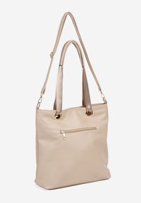 Born2be - Beżowa Torebka Shopperka z Metalicznymi Wstawkami Lanastiela. Kolor: beżowy. Styl: biznesowy, elegancki, casual