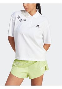 Adidas - adidas Polo Scribble Embroidery IA3160 Biały Loose Fit. Typ kołnierza: polo. Kolor: biały. Materiał: bawełna #5