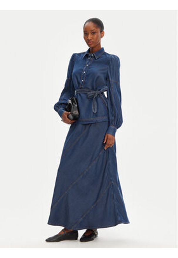 Munthe Spódnica maxi Parson 252122225207 Niebieski Regular Fit. Kolor: niebieski. Materiał: lyocell