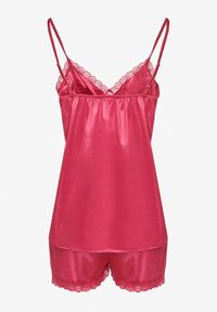 Born2be - Fuksjowy Satynowy Komplet Piżamowy Top na Ramiączkach i Szorty Miladia. Kolekcja: plus size. Kolor: różowy. Materiał: satyna #5